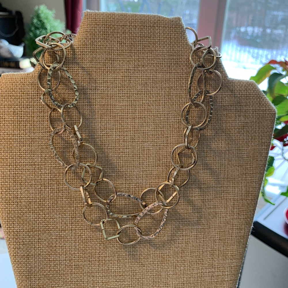 Wear Two Ways Long Silver Tone Chain Link Necklace